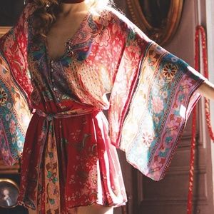 SOLD Spell & the Gypsy Lotus Kimono Romper in Ruby